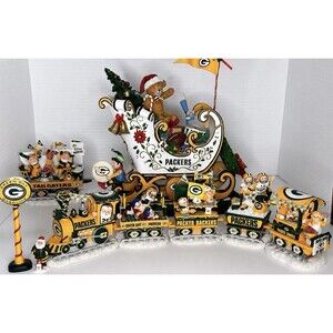 Danbury Mint 2001 Green Bay Packers Christmas Express Train Set 5 Pc NFL Rare